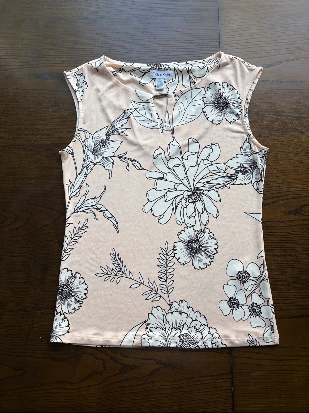 Calvin Klein Light Pink Sleeveless Floral Blouse